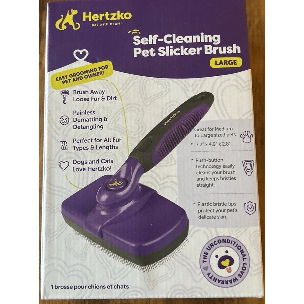 Hertzko Self-Cleaning Pet Slicker Brush, Grooming Brush for Cat & Dogs - Picture 6 of 6